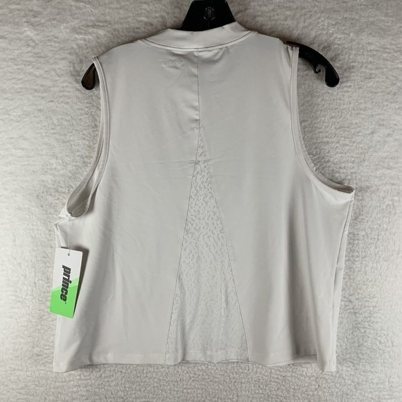Prince Top Women's XL White Polyester Stretch Mesh Back High-Neck Tank 6791 - Picture 7 of 8